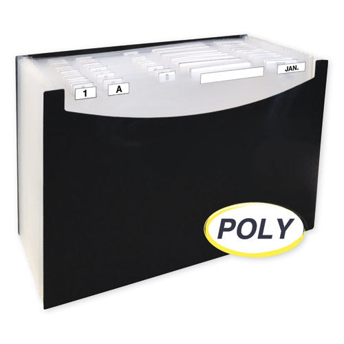 Image of C-Line® 21-Pocket Stand-Up Design Expanding File, 12" Expansion, 21 Sections, 1/5-Cut Tabs, Legal Size, Black