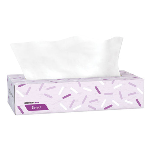 Image of Cascades PRO Select Flat Box Facial Tissue, 2-Ply, White, 100 Sheets/box, 30 Boxes/carton