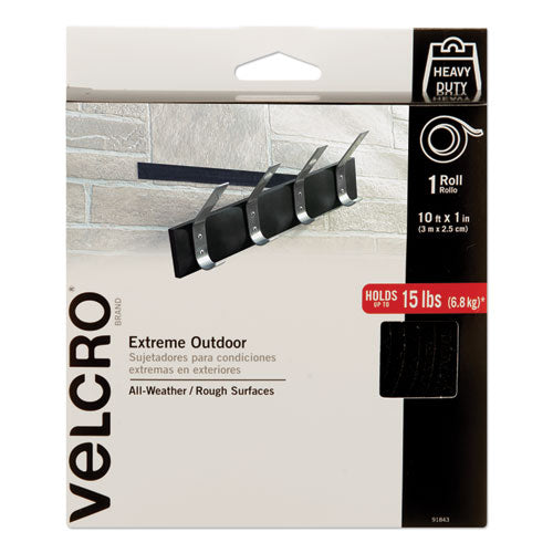 Image of VELCRO® Brand Heavy-Duty Fasteners, Extreme Outdoor Performance, 1" X 10 Ft, Black