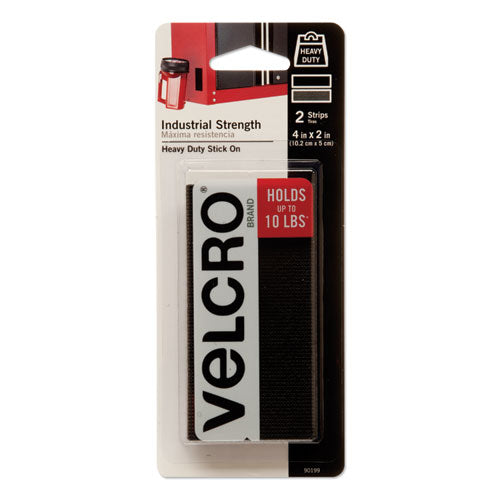 Image of VELCRO® Brand Industrial-Strength Heavy-Duty Fasteners, 2" X 4", Black, 2/pack