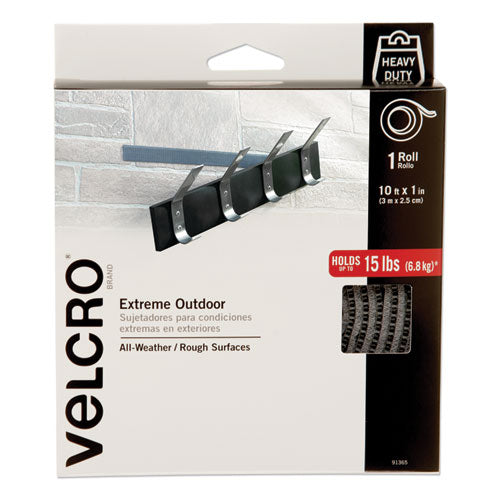 Image of VELCRO® Brand Heavy-Duty Fasteners, Extreme Outdoor Performance, 1" X 10 Ft, Titanium