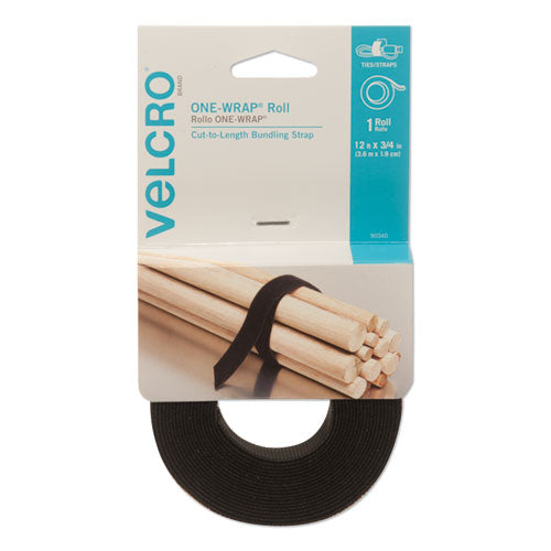 Image of VELCRO® Brand One-Wrap Pre-Cut Standard Ties, 0.75" X 12", Black