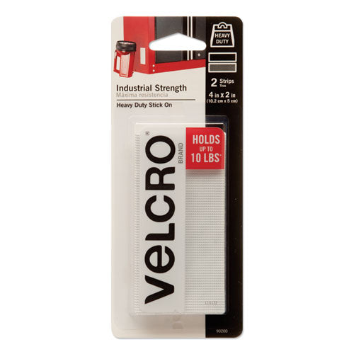 Image of VELCRO® Brand Industrial-Strength Heavy-Duty Fasteners, 2" X 4", White, 2/pack