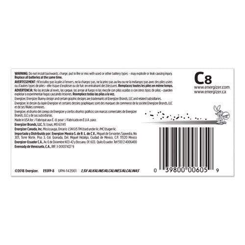 Image of Energizer® Max Alkaline C Batteries, 1.5 V, 8/pack