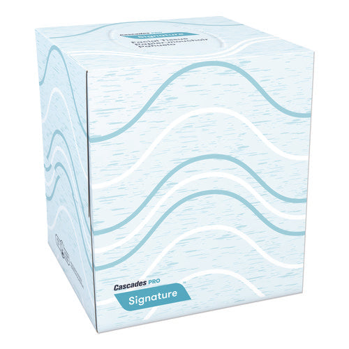 Image of Cascades PRO Signature Facial Tissue, 2-Ply, White, Cube, 90 Sheets/box, 36 Boxes/carton