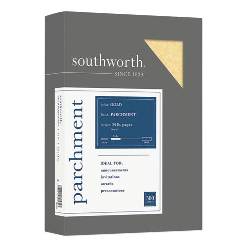 Image of Southworth® Parchment Specialty Paper, 24 lb Bond Weight, 8.5 x 11, Gold, 500/Ream