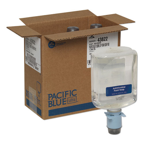 Image of Georgia Pacific® Professional Pacific Blue Ultra Automated Foam Soap Refill, Antimicrobial, E2 Rated, Fragrance-Free, 1,200 mL, 3/Carton