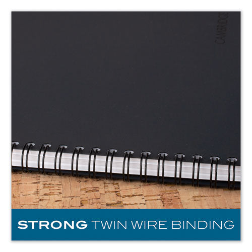 Image of Cambridge® Wirebound Business Notebook, 1-Subject, Wide/Legal Rule, Black Linen Cover, (80) 8 x 5 Sheets