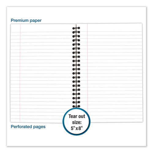 Image of Cambridge® Wirebound Business Notebook, 1-Subject, Wide/Legal Rule, Black Linen Cover, (80) 8 x 5 Sheets