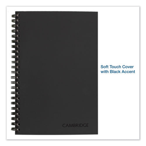 Image of Cambridge® Wirebound Business Notebook, 1-Subject, Wide/Legal Rule, Black Linen Cover, (80) 8 x 5 Sheets