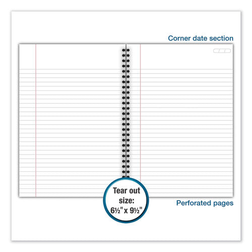 Image of Cambridge® Wirebound Business Notebook, 1-Subject, Wide/Legal Rule, Black Linen Cover, (80) 9.5 x 6.63 Sheets