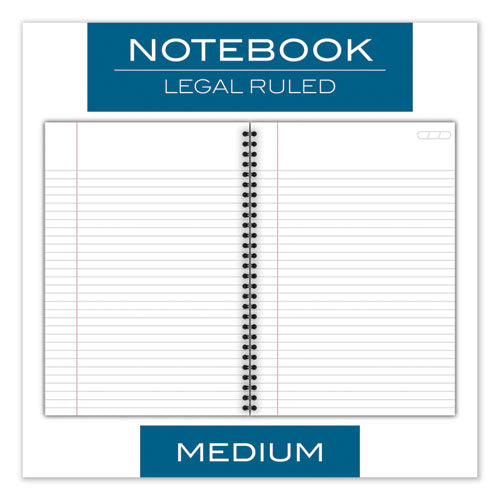 Image of Cambridge® Wirebound Business Notebook, 1-Subject, Wide/Legal Rule, Black Linen Cover, (80) 9.5 x 6.63 Sheets