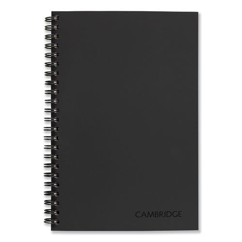 Image of Cambridge® Wirebound Business Notebook, 1-Subject, Wide/Legal Rule, Black Linen Cover, (80) 8 x 5 Sheets