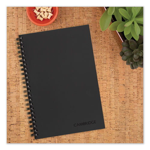 Image of Cambridge® Wirebound Business Notebook, 1-Subject, Wide/Legal Rule, Black Linen Cover, (80) 8 x 5 Sheets