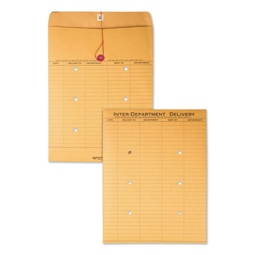 Image of Quality Park Brown Kraft String/Button Interoffice Envelope, #97, Two-Sided Five-Column Format, 52-Entries, 10 x 13, Brown Kraft, 100/CT