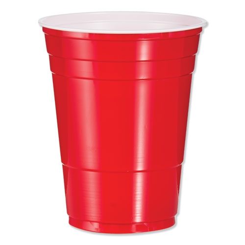 Image of Dart® SOLO Party Plastic Cold Drink Cups, 16 oz, Red, 50/Bag, 20 Bags/Carton