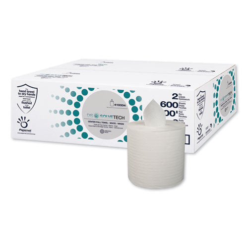 Image of Papernet® DissolveTech Center-Pull Paper Towel, 1-Ply, 7.6 x 10, White, 600 Sheets/Roll, 6 Rolls/Carton