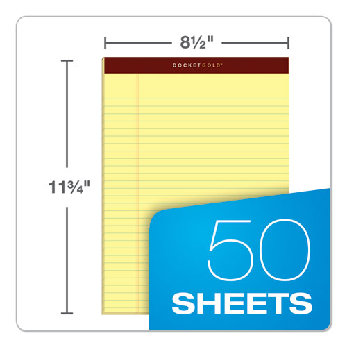 Image of TOPS Docket Gold Ruled Perforated Pads, Wide/legal Rule, 50 Canary-Yellow 8.5 X 11.75 Sheets, 12/pack
