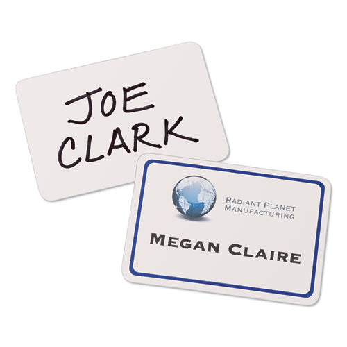Image of Avery® Flexible Adhesive Name Badge Labels, 3.38 X 2.33, White/blue Border, 40/pack