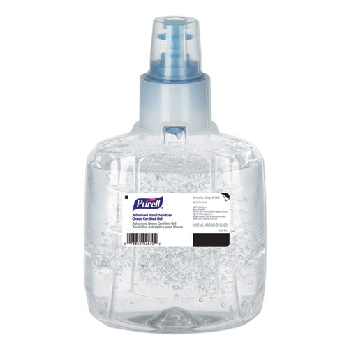 Image of PURELL® Advanced Hand Sanitizer Green Certified Gel Refill, For LTX-12 Dispensers, 1,200 mL, Fragrance-Free, 2/Carton