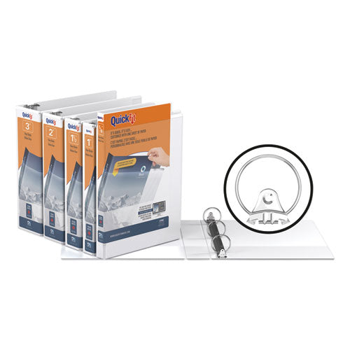 Image of Stride Quickfit Round-Ring View Binder, 3 Rings, 1" Capacity, 11 X 8.5, White