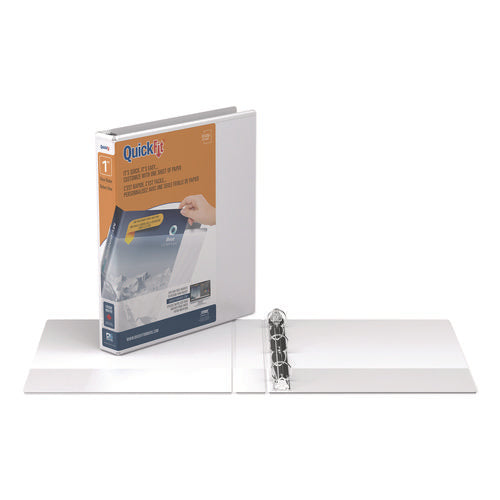 Image of Stride Quickfit Round-Ring View Binder, 3 Rings, 1" Capacity, 11 X 8.5, White
