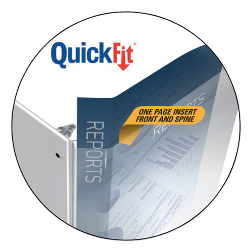 Image of Stride Quickfit Round-Ring View Binder, 3 Rings, 1" Capacity, 11 X 8.5, White