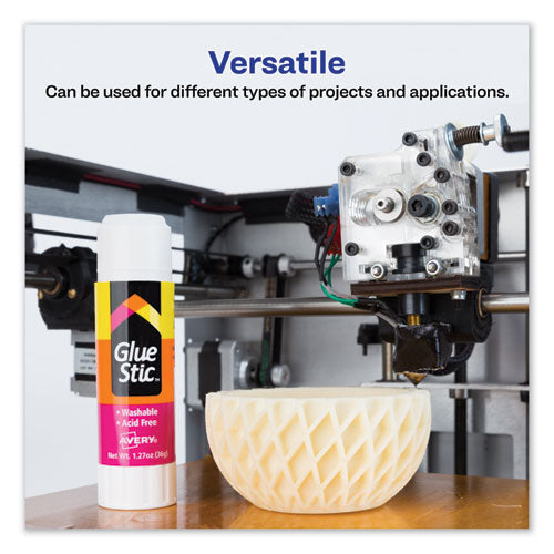 Image of Avery® Permanent Glue Stic, 1.27 Oz, Applies White, Dries Clear