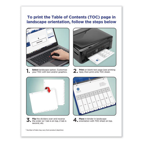 Image of Avery® Customizable TOC Ready Index Black and White Dividers, 31-Tab, 1 to 31, 11 x 8.5, 1 Set