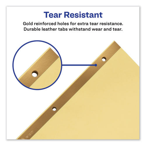 Image of Avery® Preprinted Black Leather Tab Dividers w/Gold Reinforced Edge, 31-Tab, 1 to 31, 11 x 8.5, Buff, 1 Set