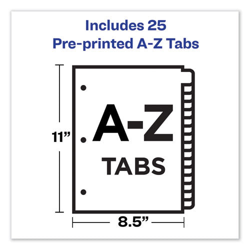 Image of Avery® Preprinted Laminated Tab Dividers with Gold Reinforced Binding Edge, 25-Tab, A to Z, 11 x 8.5, Buff, 1 Set
