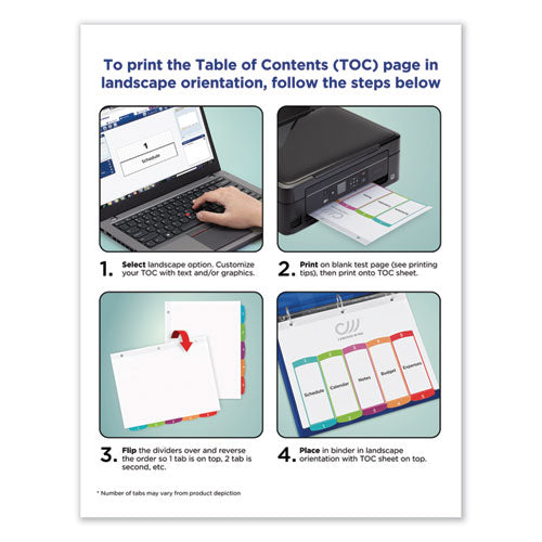 Image of Avery® Customizable TOC Ready Index Multicolor Tab Dividers, 5-Tab, 1 to 5, 11 x 8.5, White, Contemporary Color Tabs, 1 Set