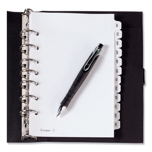 Image of Avery® Preprinted Tab Dividers, 12-Tab, Jan. to Dec., 8.5 x 5.5, White, 1 Set