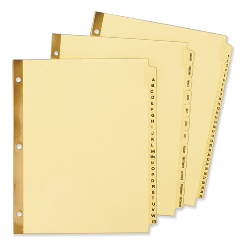 Image of Avery® Preprinted Laminated Tab Dividers with Gold Reinforced Binding Edge, 31-Tab, 1 to 31, 11 x 8.5, Buff, 1 Set