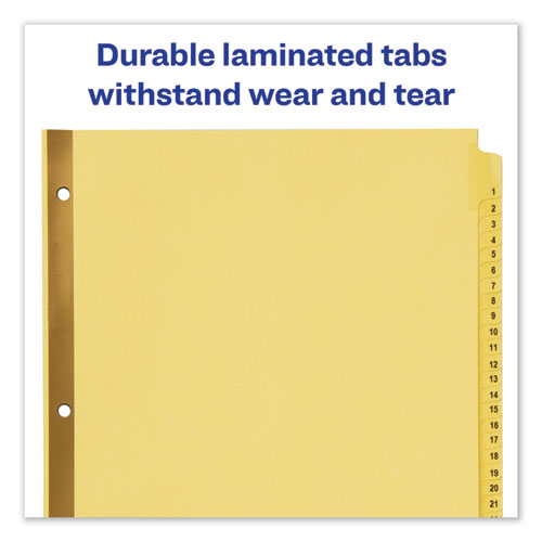 Image of Avery® Preprinted Laminated Tab Dividers with Gold Reinforced Binding Edge, 31-Tab, 1 to 31, 11 x 8.5, Buff, 1 Set