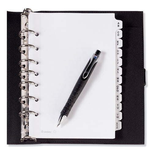 Image of Avery® preprinted tab dividers, 12-tab, a to z, 8.5 x 5.5, white, 1 set