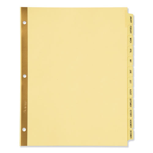 Image of Avery® Preprinted Laminated Tab Dividers with Gold Reinforced Binding Edge, 12-Tab, Jan. to Dec., 11 x 8.5, Buff, 1 Set