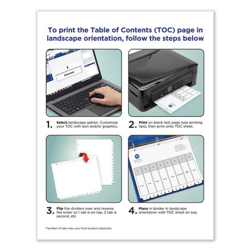 Image of Avery® Customizable TOC Ready Index Black and White Dividers, 5-Tab, 1 to 5, 11 x 8.5, 1 Set