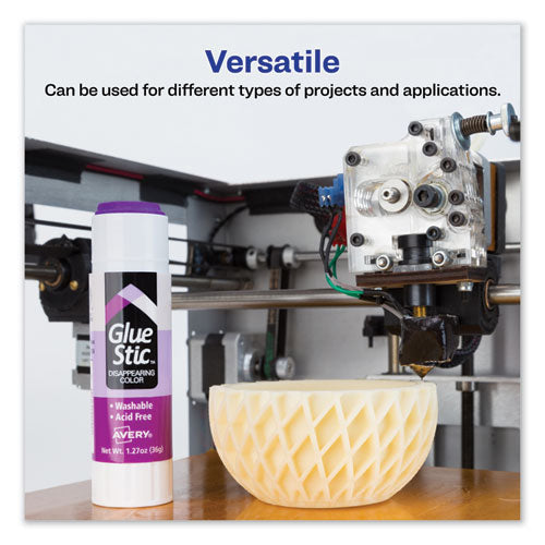 Image of Avery® Permanent Glue Stic, 1.27 Oz, Applies Purple, Dries Clear