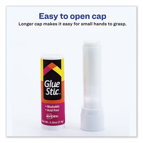 Image of Avery® Permanent Glue Stic Value Pack, 0.26 Oz, Applies White, Dries Clear, 6/pack
