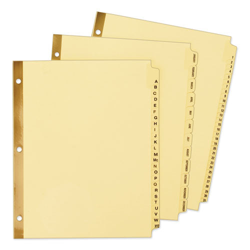 Image of Avery® Preprinted Laminated Tab Dividers with Gold Reinforced Binding Edge, 25-Tab, A to Z, 11 x 8.5, Buff, 1 Set