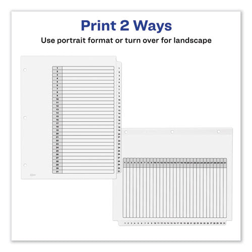 Image of Avery® Customizable TOC Ready Index Black and White Dividers, 31-Tab, 1 to 31, 11 x 8.5, 1 Set
