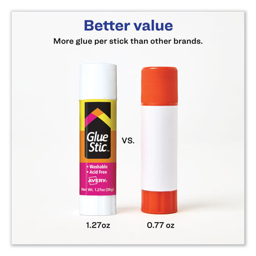 Image of Avery® Permanent Glue Stic, 1.27 Oz, Applies White, Dries Clear