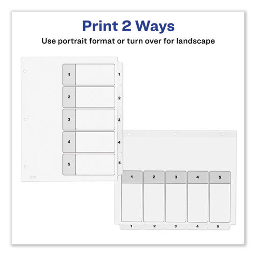 Image of Avery® Customizable TOC Ready Index Black and White Dividers, 5-Tab, 1 to 5, 11 x 8.5, 1 Set