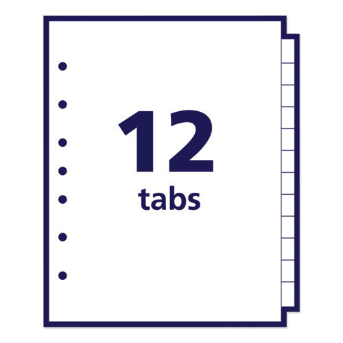 Image of Avery® Preprinted Tab Dividers, 12-Tab, Jan. to Dec., 8.5 x 5.5, White, 1 Set