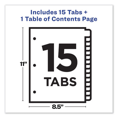 Image of Avery® Customizable TOC Ready Index Black and White Dividers, 15-Tab, 1 to 15, 11 x 8.5, 1 Set