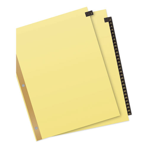 Image of Avery® Preprinted Black Leather Tab Dividers w/Gold Reinforced Edge, 31-Tab, 1 to 31, 11 x 8.5, Buff, 1 Set