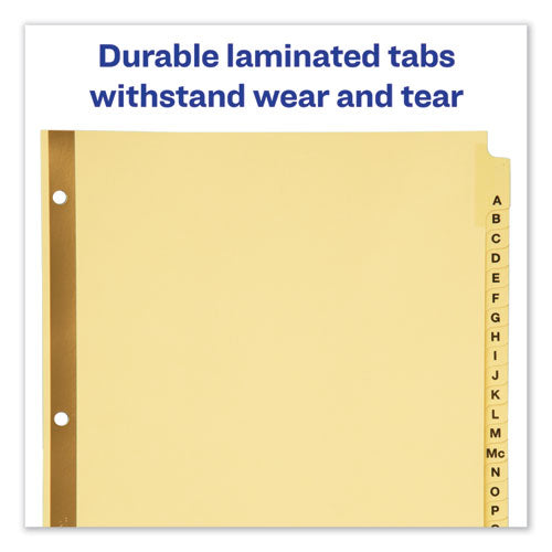 Image of Avery® Preprinted Laminated Tab Dividers with Gold Reinforced Binding Edge, 25-Tab, A to Z, 11 x 8.5, Buff, 1 Set