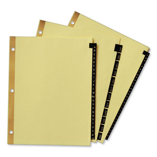 Image of Avery® Preprinted Black Leather Tab Dividers w/Gold Reinforced Edge, 31-Tab, 1 to 31, 11 x 8.5, Buff, 1 Set