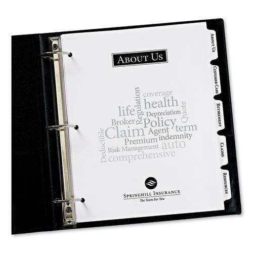 Image of Avery® Customizable Print-On Dividers, 3-Hole Punched, 5-Tab, 11 x 8.5, White, 25 Sets